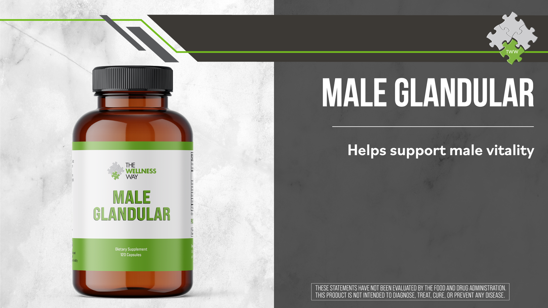 A bottle of Wellness Way's Male Glandular Supplement
