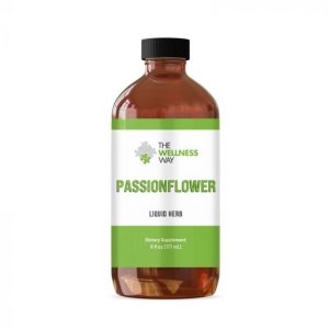 A bottle of The Wellness Way's Passionflower liquid herb
