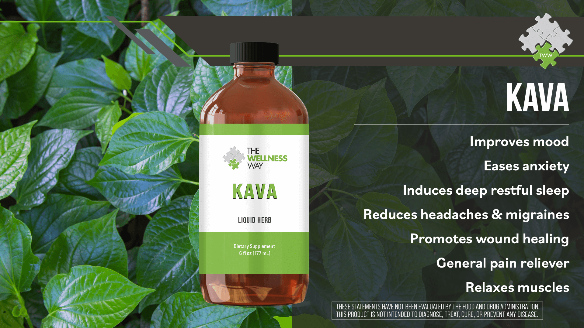 Kava liquid herb with leaves