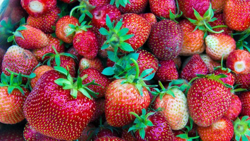 Strawberries in a basket, close-up, background.